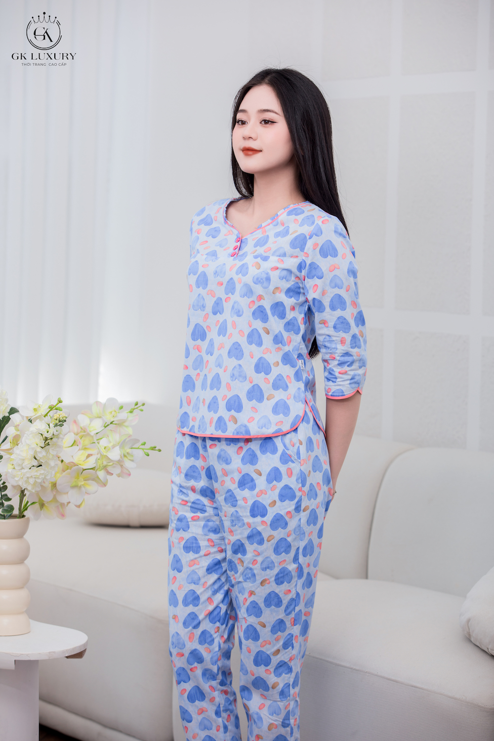 Bộ tay lỡ quần dài thô kate Gk43